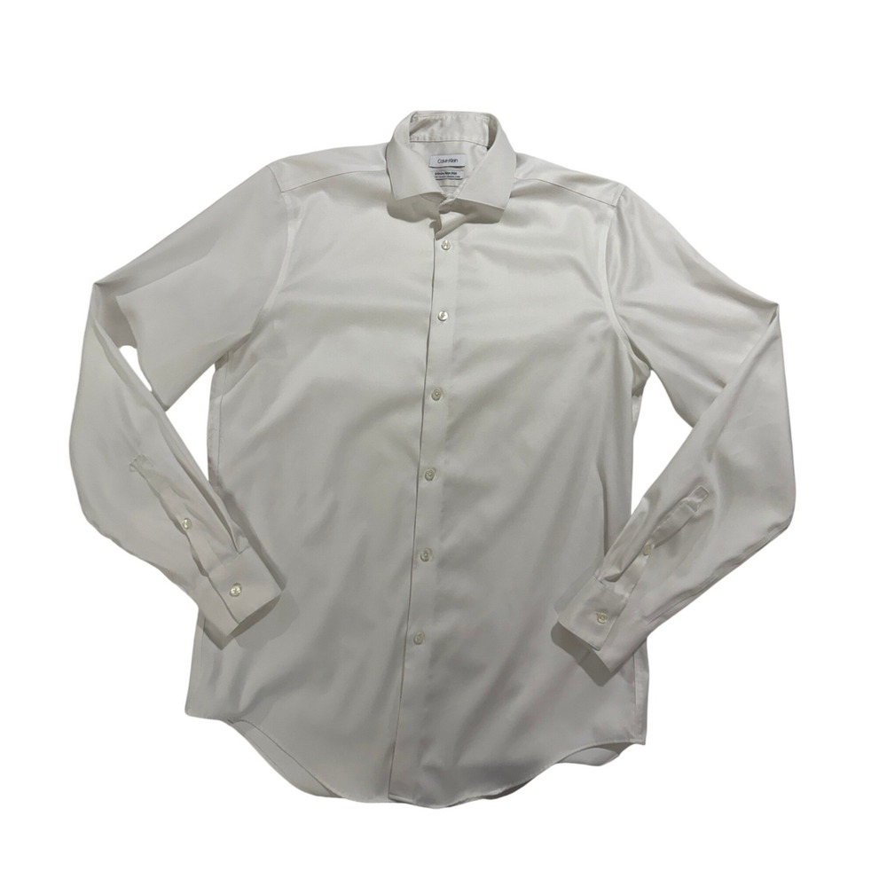 Calvin Klein Infinite Non Iron Slim Fit Stretch White Dress Shirt 15.5 34/35